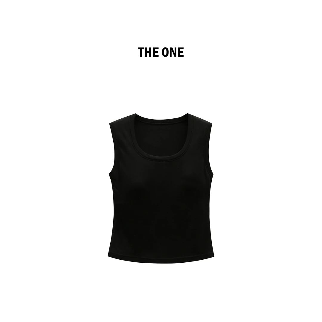 【AZE JIA】呼吸背心 夏款纯色U领带乳垫显瘦背心XM50225B1