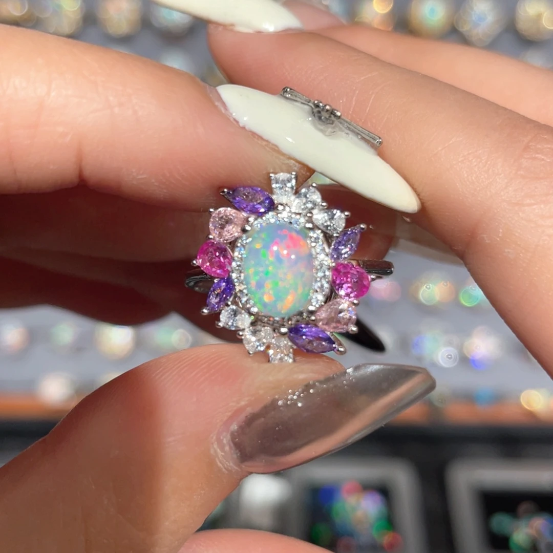 欧泊银S925镶嵌欧泊戒指