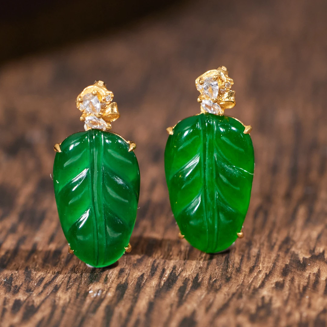 【歪歪】叶子*翡翠吊坠*18K金镶嵌（多样性发其一件）W7834