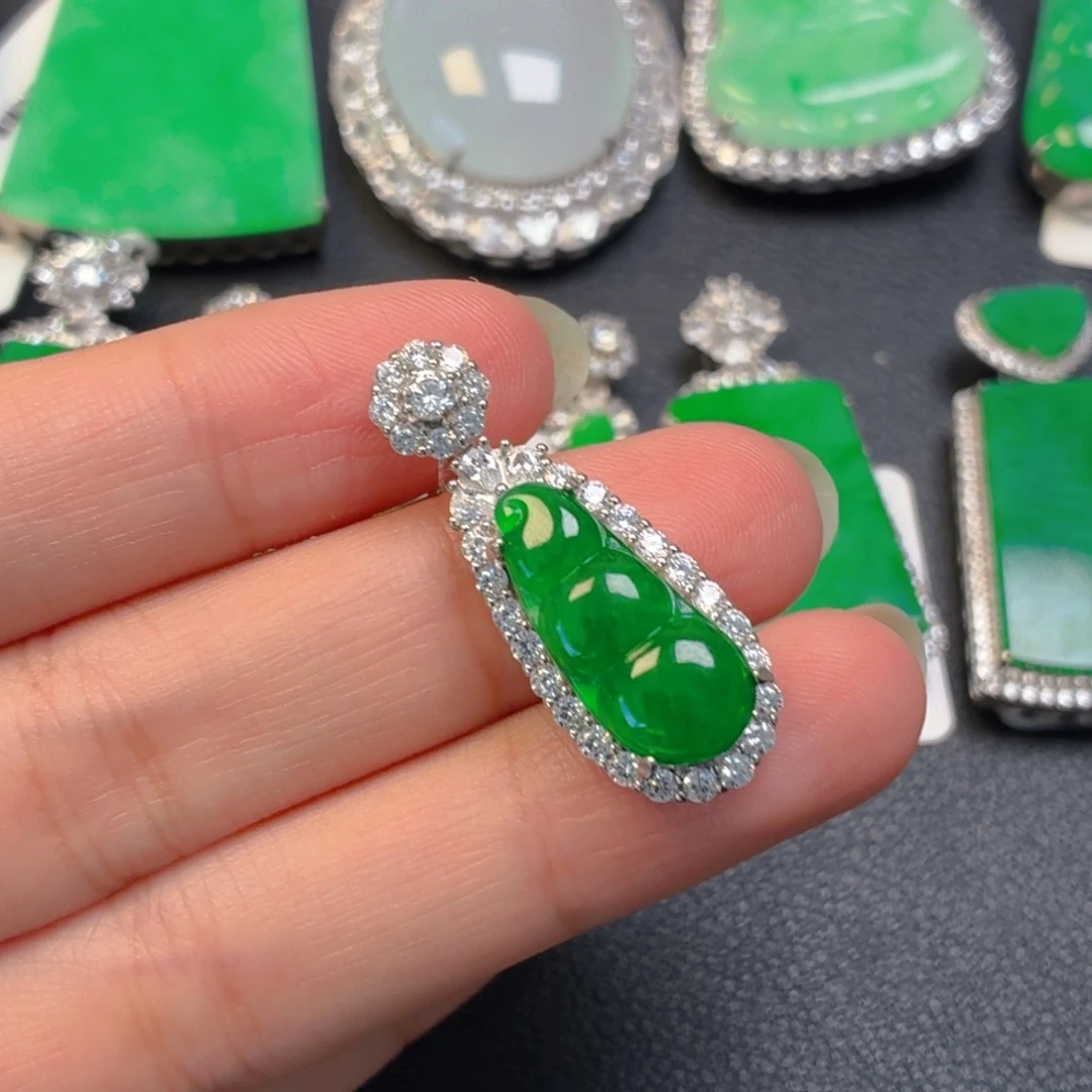 翡翠银S925镶嵌吊坠(不含链)