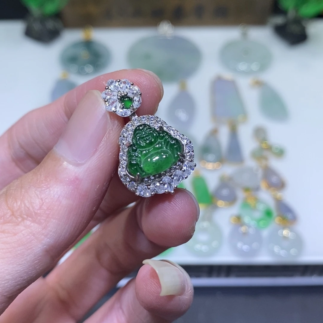 翡翠银S925镶嵌吊坠(不含链)