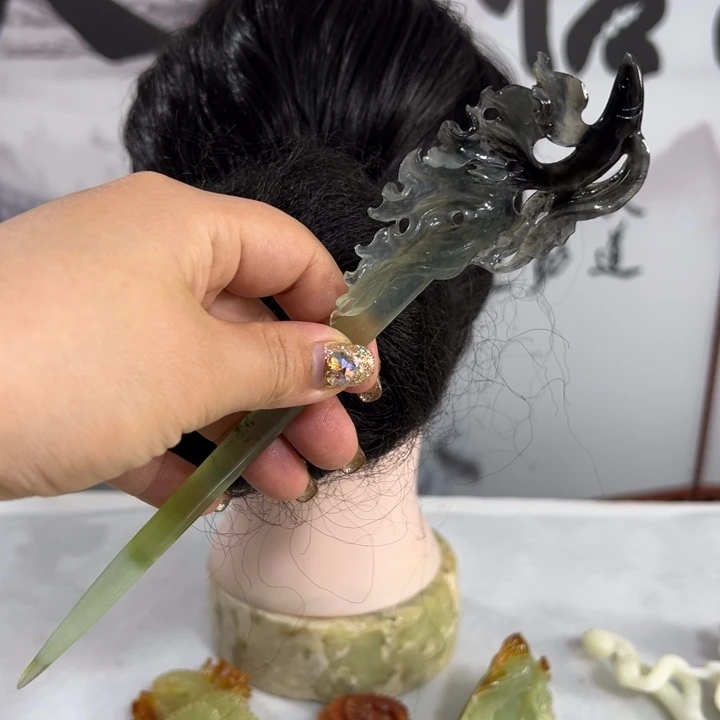 蛇纹石玉发饰未镶嵌爱**守