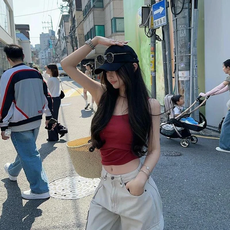 红色小吊带背心女夏季新款纯欲辣妹风修身显瘦超好看内搭外穿上衣