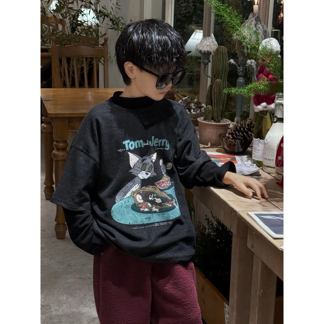 现货THE LUHAN【猫和老鼠】25年新款男童短袖宽松洋气儿童25017