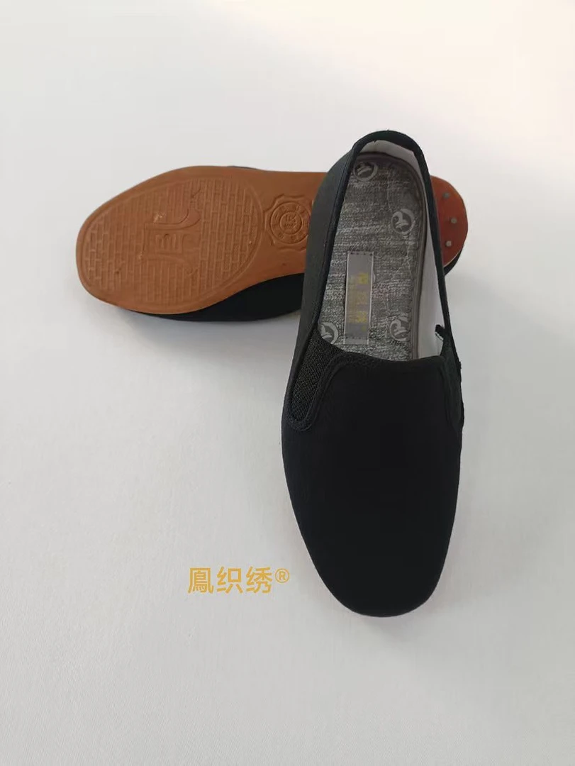 鳯织绣巾口男牛皮底礼服呢布鞋黑老北京手工缝制布鞋老板青年中年