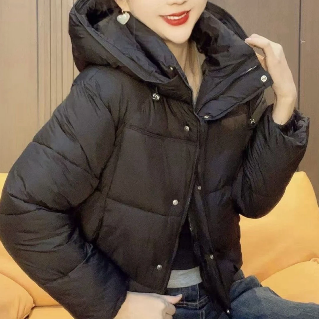 冬季外穿棉服短款连帽面包服宽松新款棉衣气质简约