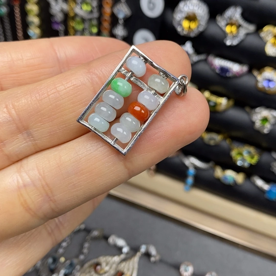 翡翠银S925镶嵌吊坠(不含链)