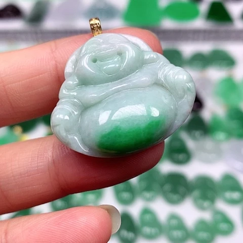 翡翠18K金镶嵌吊坠(不含链)