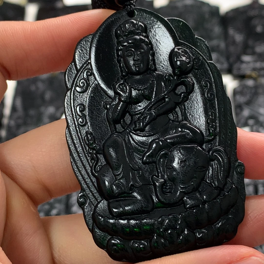 天然缅甸a货钢琴黑挂件