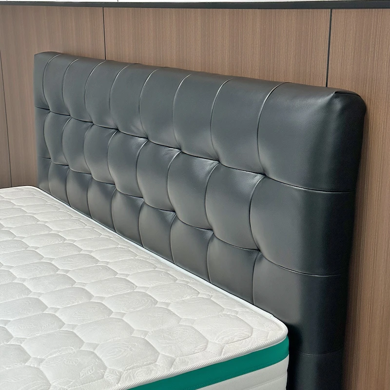 现代简约华夫格意式头层真皮床轻奢小户型储物婚床双人床