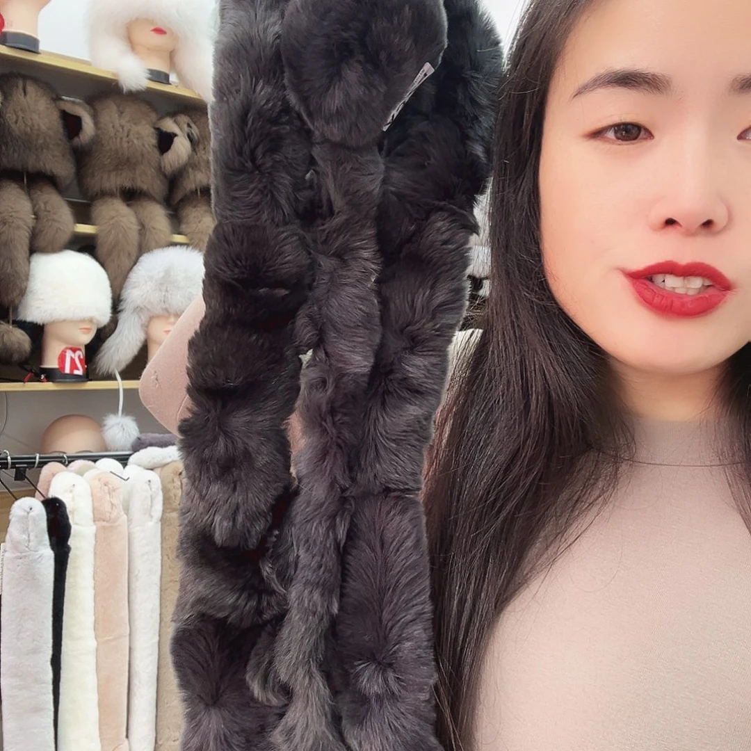 兔毛324灰绿色兔毛瑕疵围巾