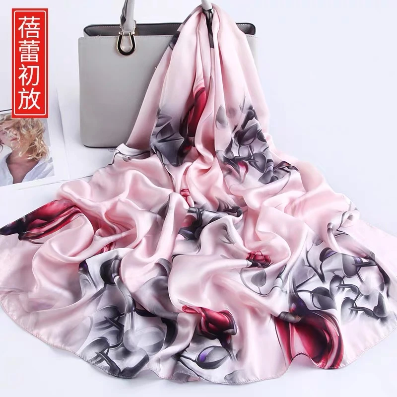 上海故事2025新款172*53100%桑蚕丝送长辈百搭长巾时尚女蓓蕾初放