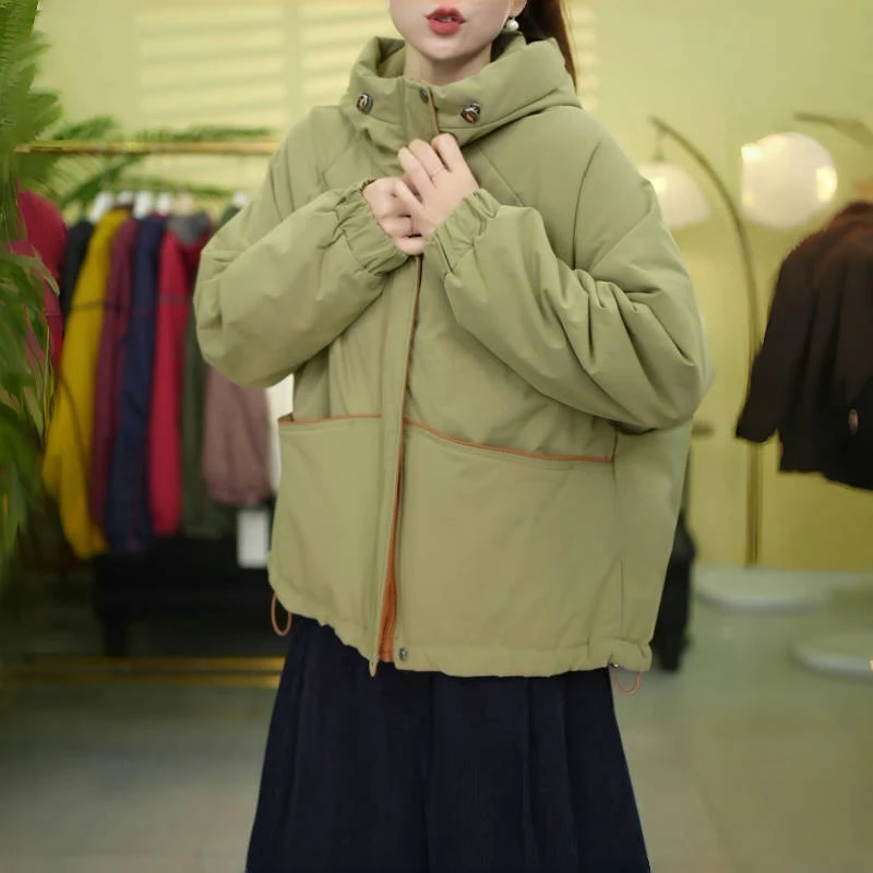 韩版宽松显瘦加厚保暖棉衣2025年冬季新款时尚休闲百搭连帽棉服女