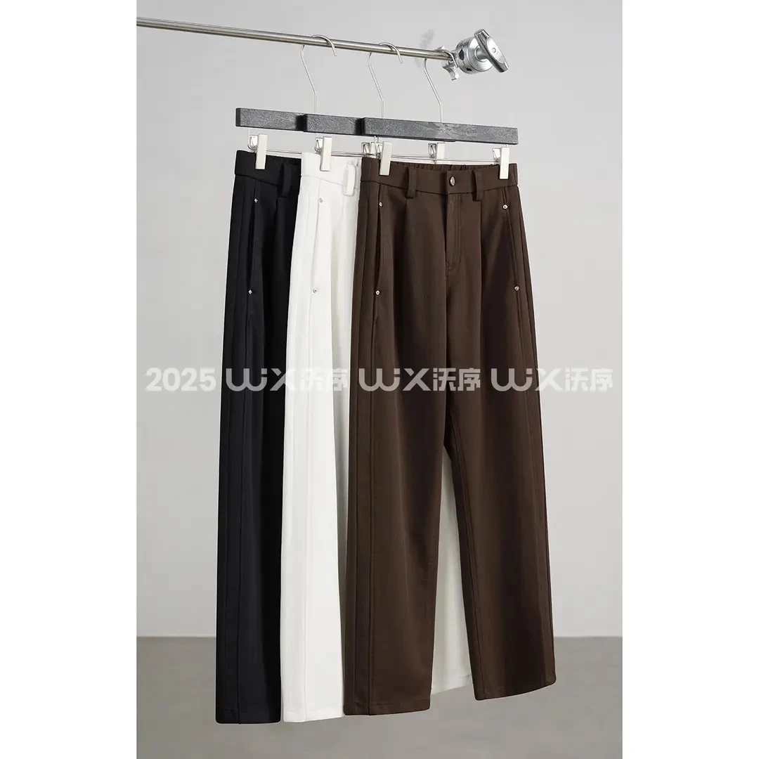 【莱赛尔精梳棉混纺】25秋季极简水洗弹力面料中高腰纯直筒休闲裤男