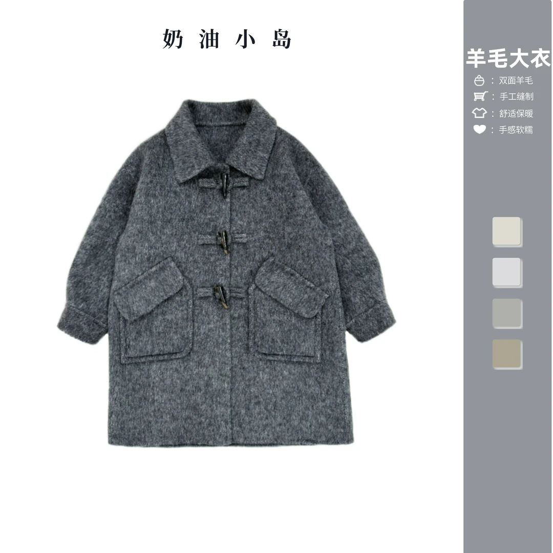 【学院派大衣】双面羊毛大衣儿童气质手工秋冬宝宝羊毛大衣