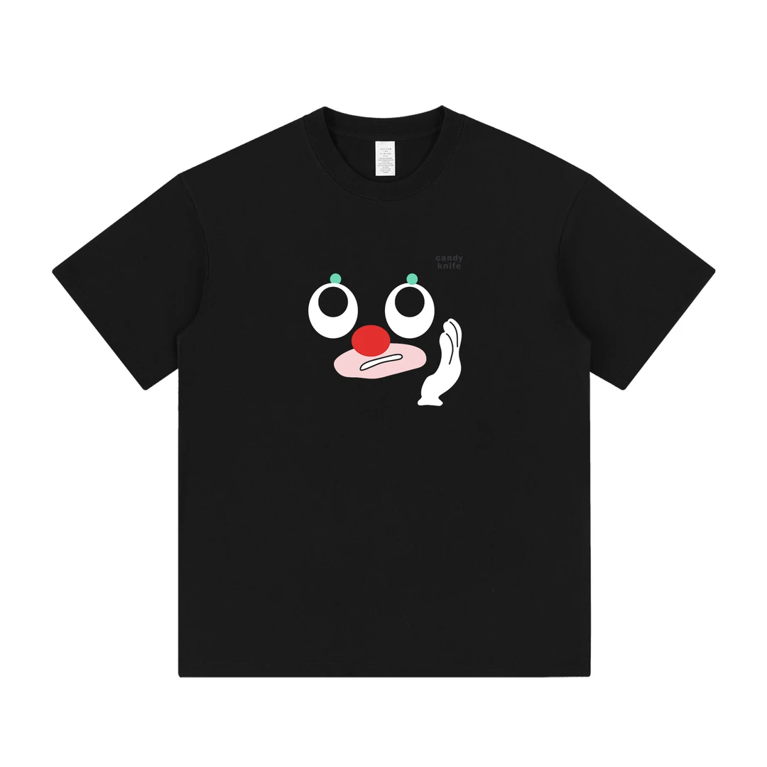 潮流卡通红鼻子印花短袖t恤男女同款夏季2025新款情侣百搭休闲tee