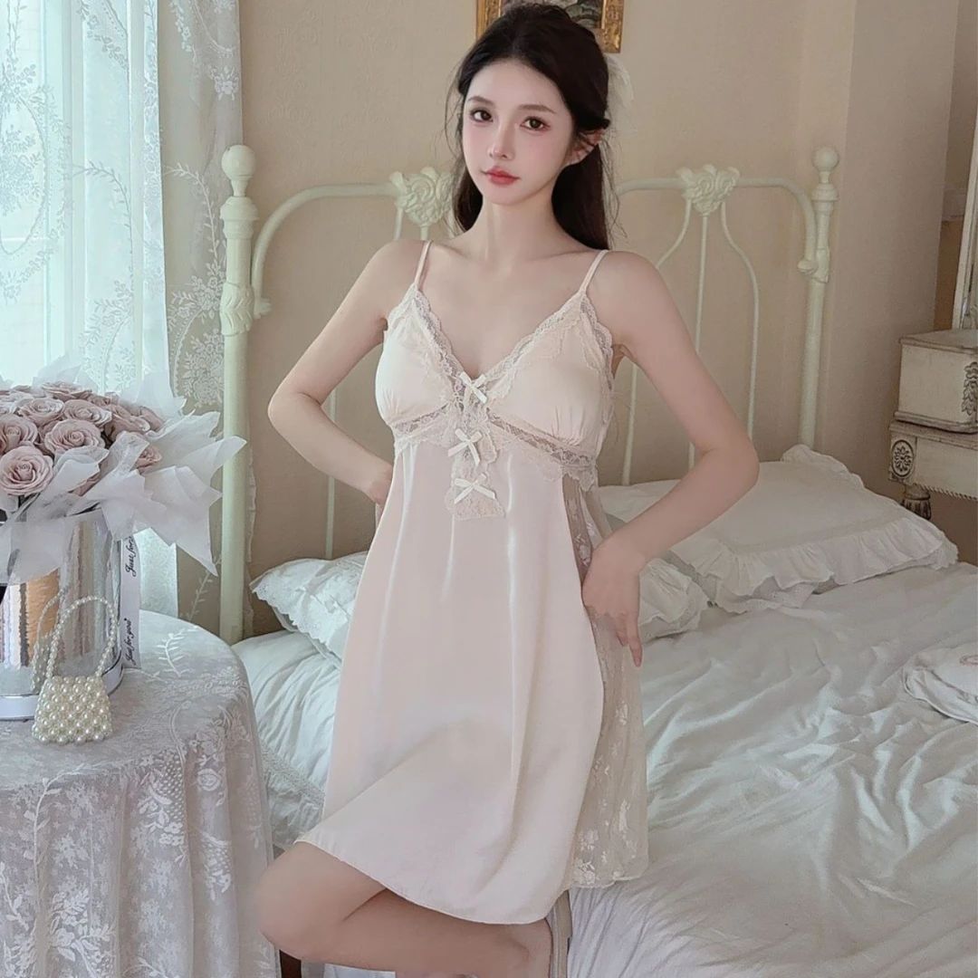 2025冰丝新款睡裙女性感纯欲甜美公主风薄款吊带睡衣夏季家居服