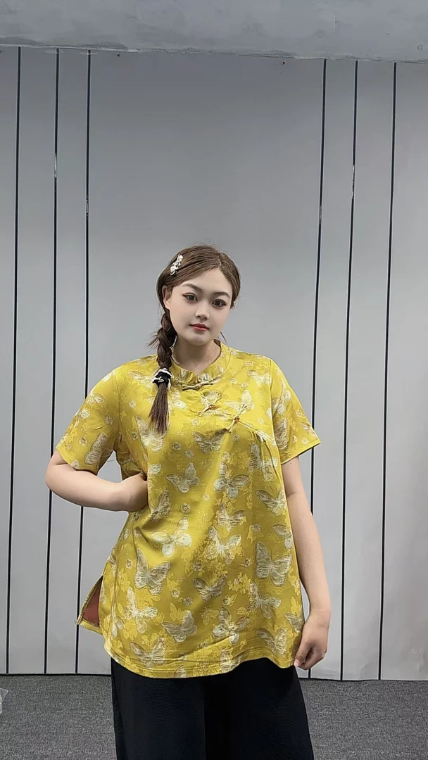 新中式～立领盘扣侧开叉上衣气质