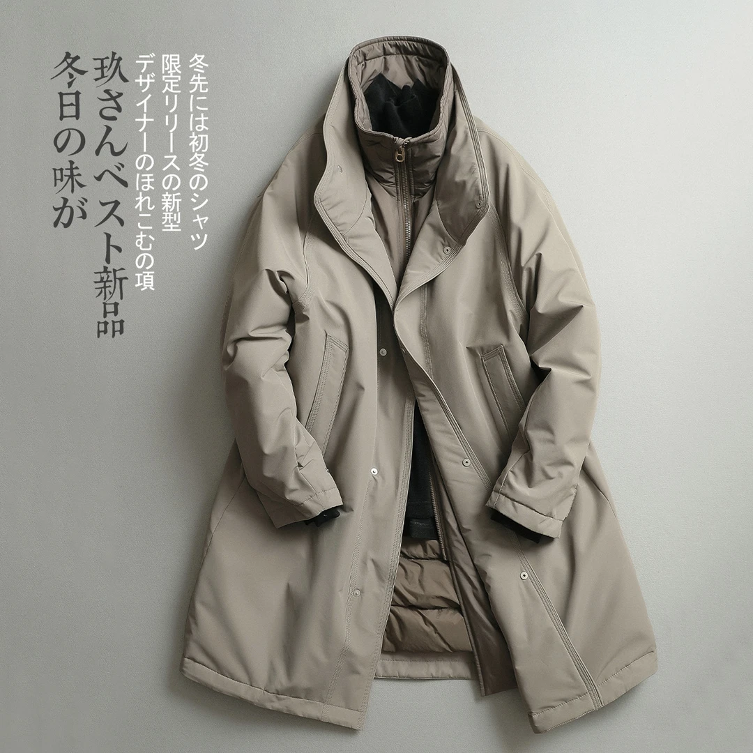 【见川】冬季长款立领羽绒服 男