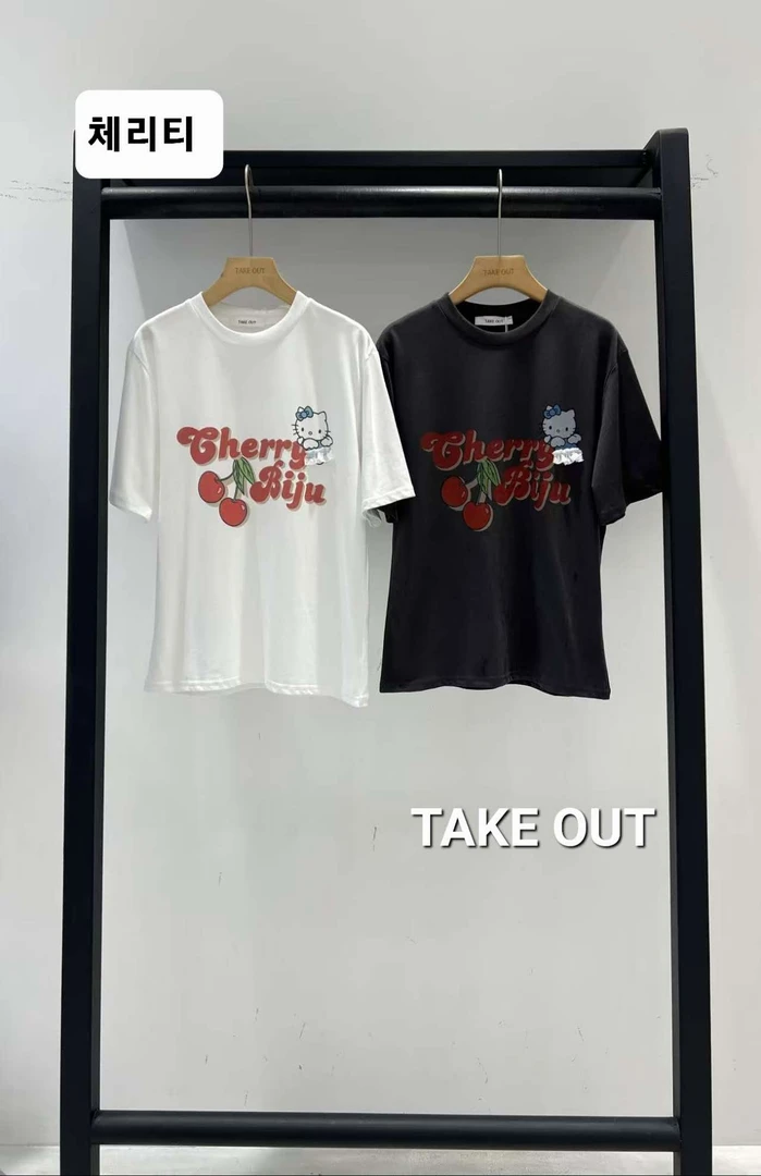 韩国欧巴家车厘子猫咪短袖610