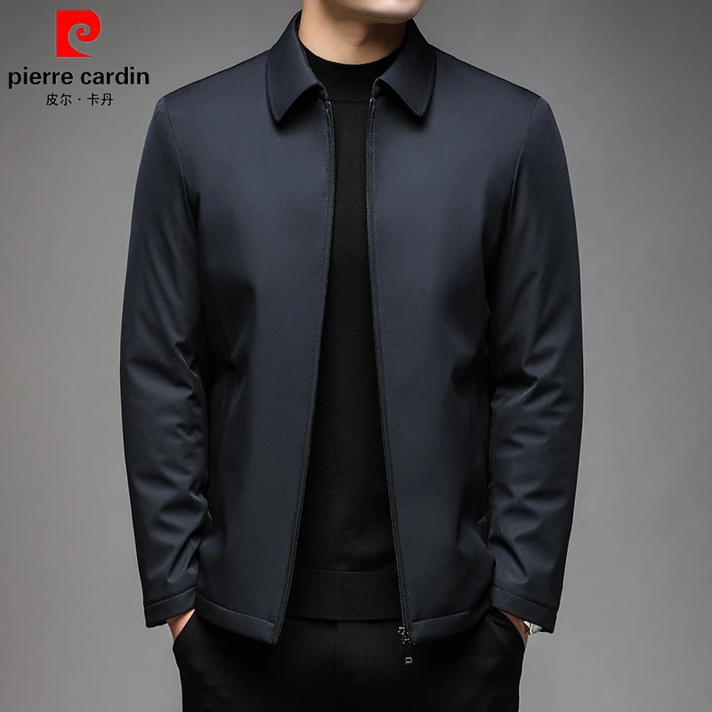 皮尔卡丹专柜冬季中老年男士鸭绒羽绒服中年夹克加厚商务爸爸外套
