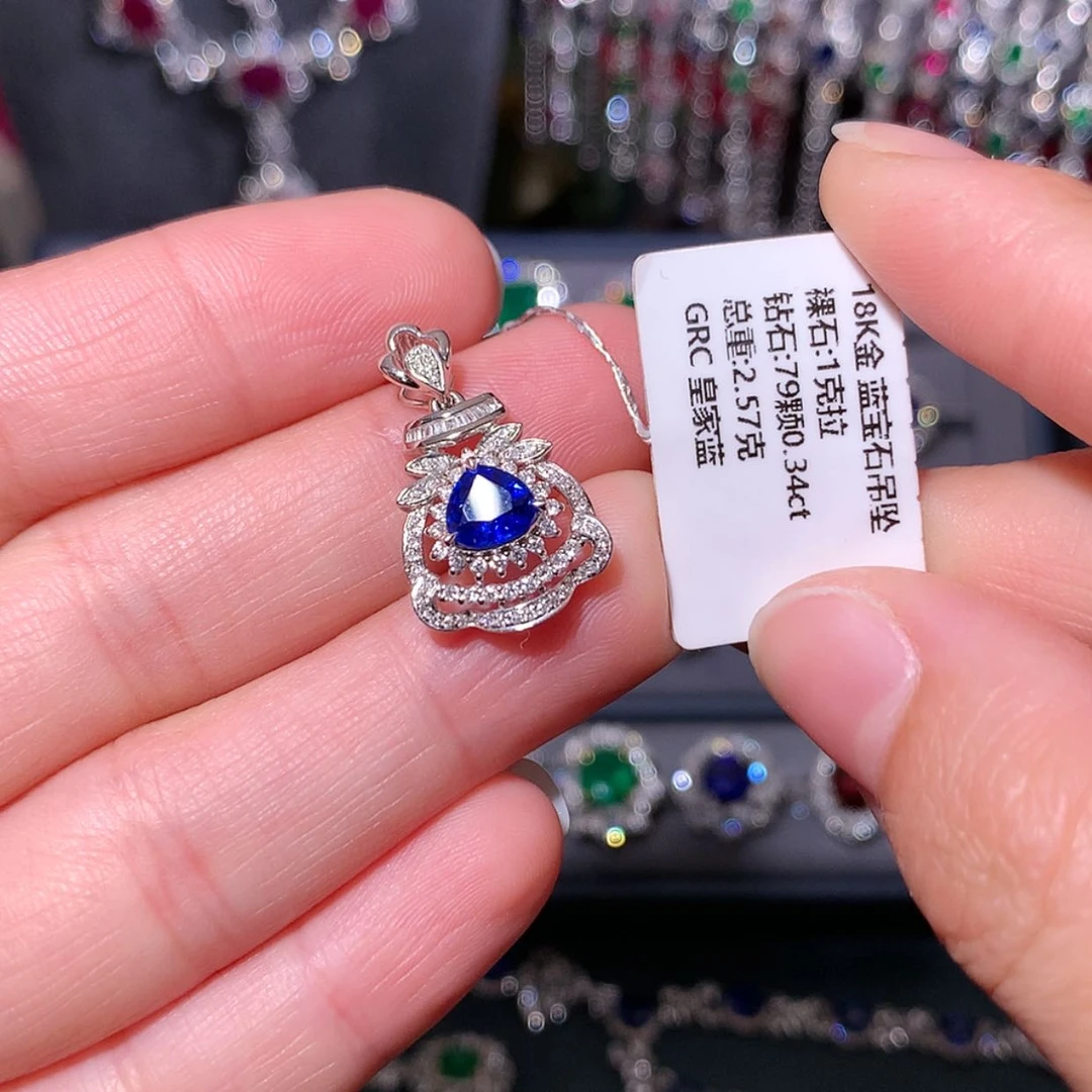 【闪购商品】蓝宝石吊坠18K金镶嵌