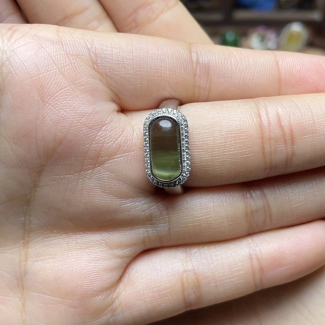 和田玉（碧玉）银S925镶嵌吊坠(赠链)戒指