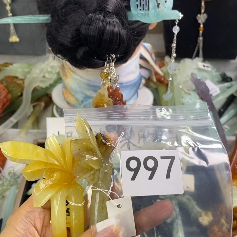【闪购商品】岫玉发饰未镶嵌雯