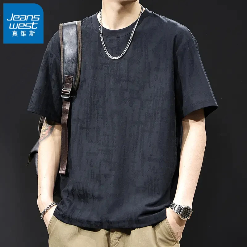 真维斯肌理感提花短袖T恤男夏季2025新夏季国潮大码男士短袖T恤