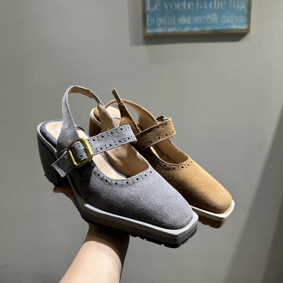 198-1包头高跟坡跟纯色圆头时装凉鞋厚底百搭凉鞋时尚编织