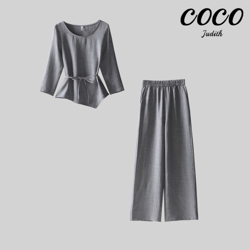 气质套装2025新款秋季时尚洋气上衣休闲裤两件套M611