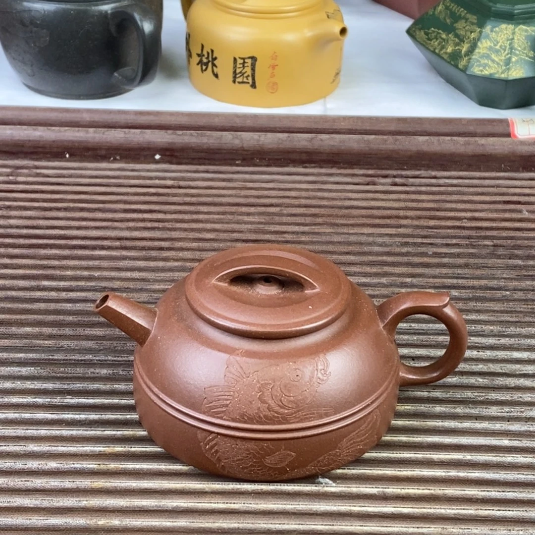 紫砂茶壶白1 双线东瓢