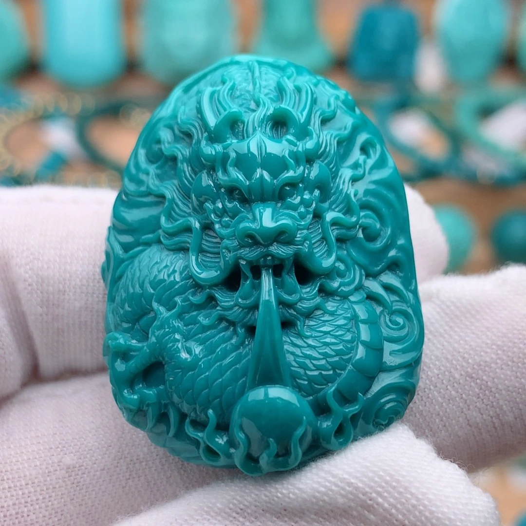 未镶嵌绿松石珠宝奇石龙牌