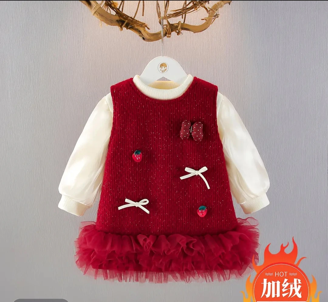 儿童连衣裙冬装洋气女宝宝小香风公主裙周岁礼服童装夹棉背心裙子