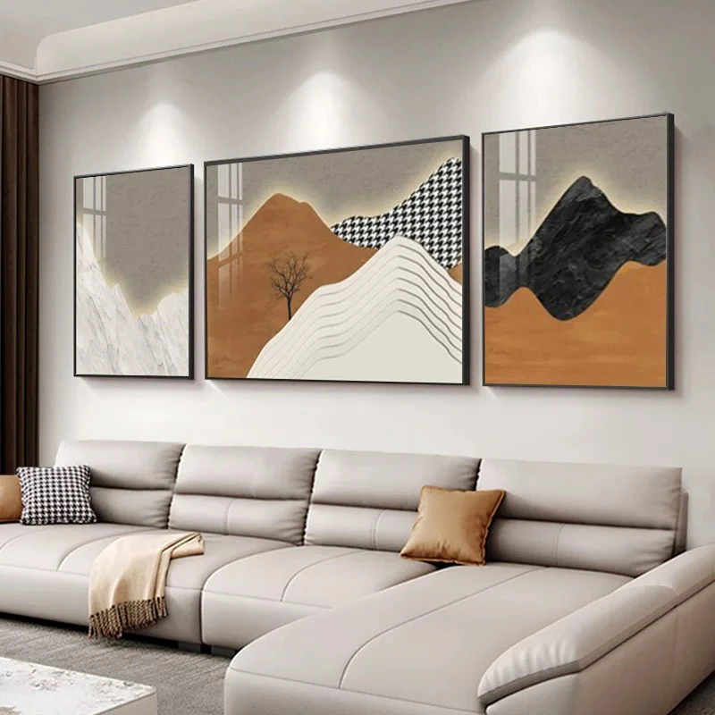 抽象艺术沙发背景墙装饰画现代简约客厅三联画
