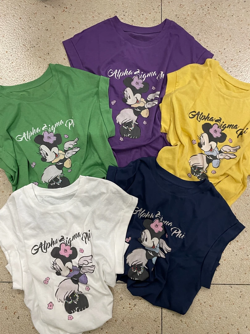 米奇印花三色飞袖T恤