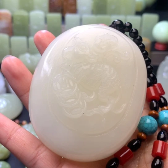 石材方解石手把件