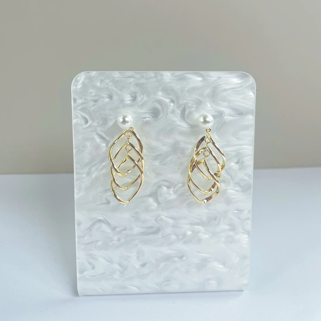 铜合金耳饰 漫悠时尚珍珠金属流苏耳坠轻奢个性百搭耳环