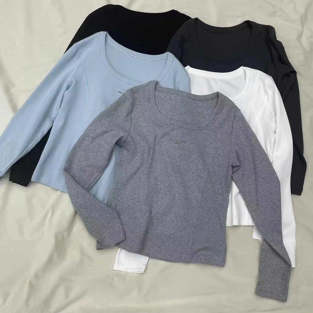 方圆领高腰长袖打底T恤1817/小号衣长49