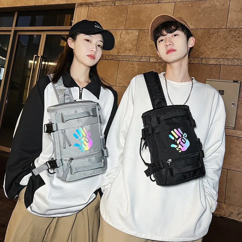 男女生斜挎包潮牌日系大容量胸包机能工装单肩包小众男士小背包