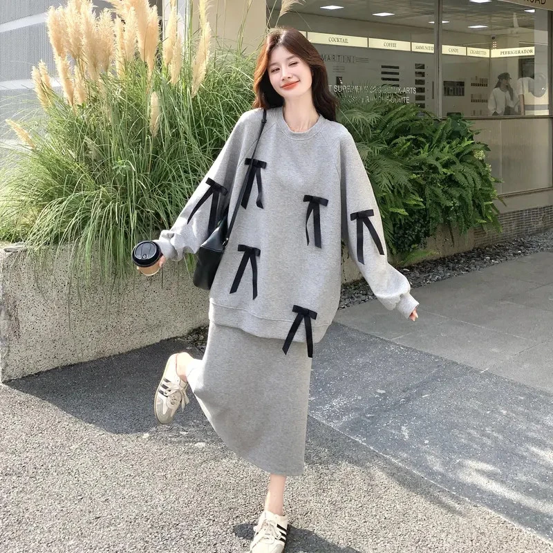 设计感灰色卫衣套装女2025秋季新款洋气减龄巨好看休闲卫衣两件套
