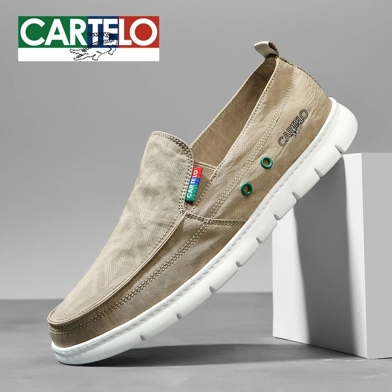 CARTELO/卡帝乐鳄鱼男士2025秋季一脚蹬布鞋轻便透气防水布7327K