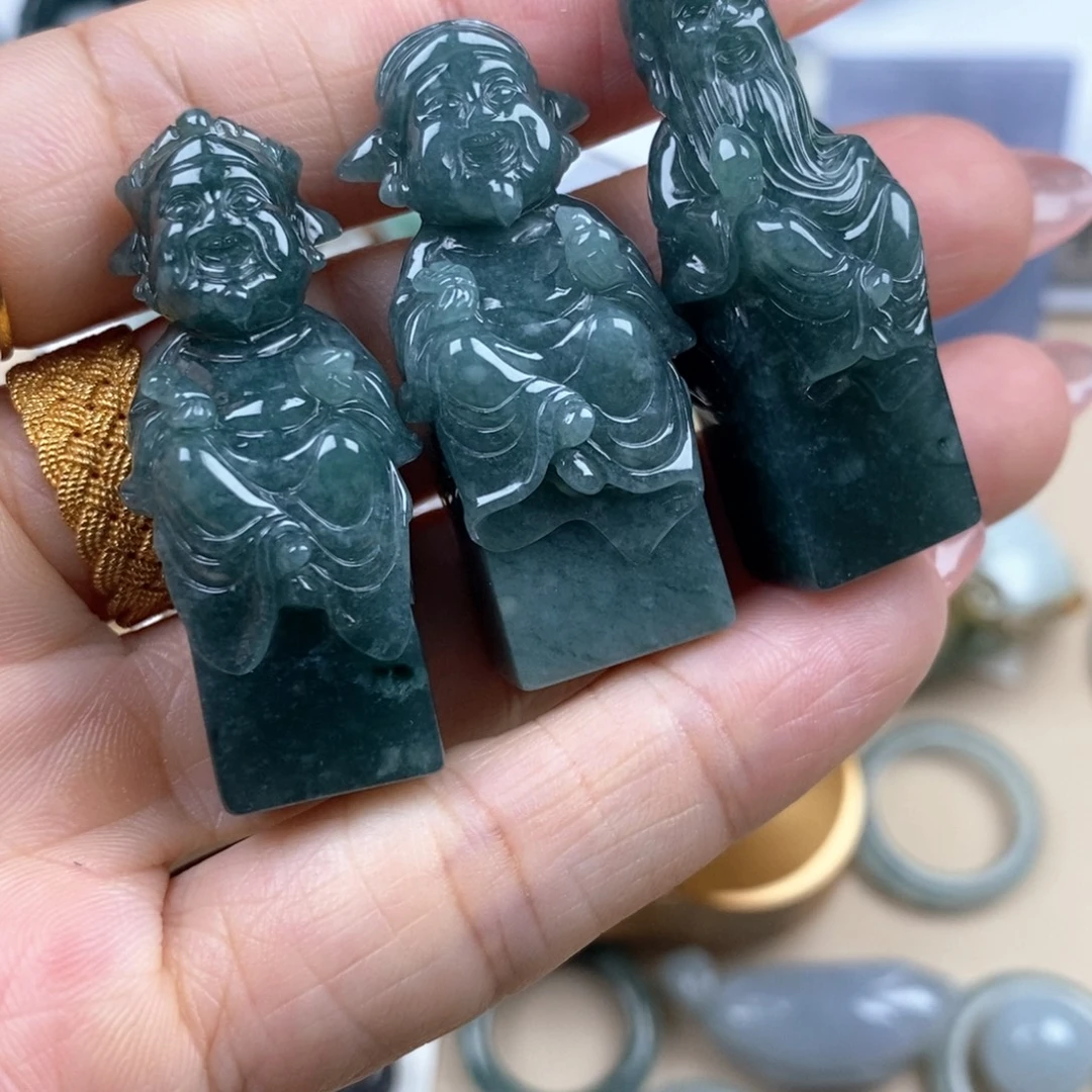 翡翠18K金镶嵌吊坠(赠链)福禄寿三星