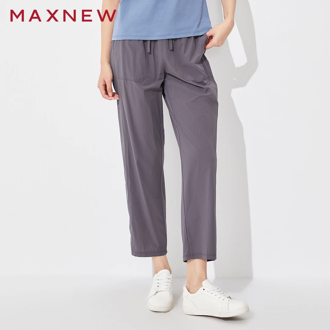 马恩MAXNEW女装2025夏季新款轻薄舒弹锥形九分裤夏天1P2224512