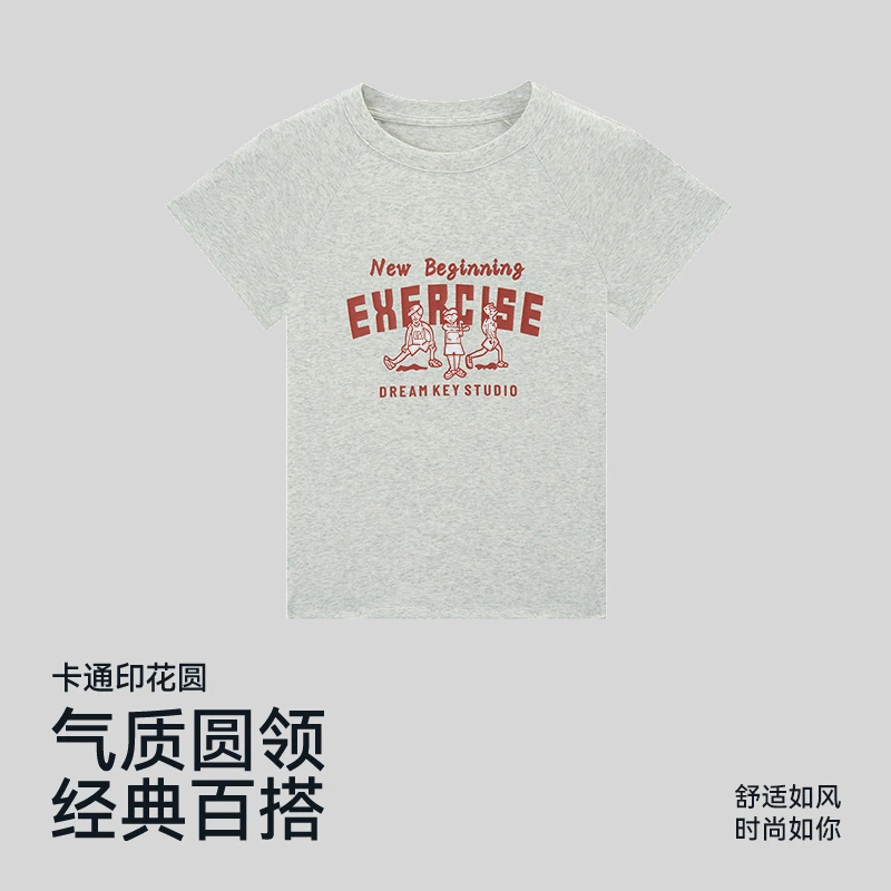 运动休闲T恤短袖女款爆款2025新款高街美式健身上衣女夏季3449