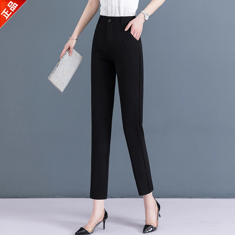 正品2025夏季新款薄款烟管裤子女高腰显瘦职业九分西装女裤直筒裤