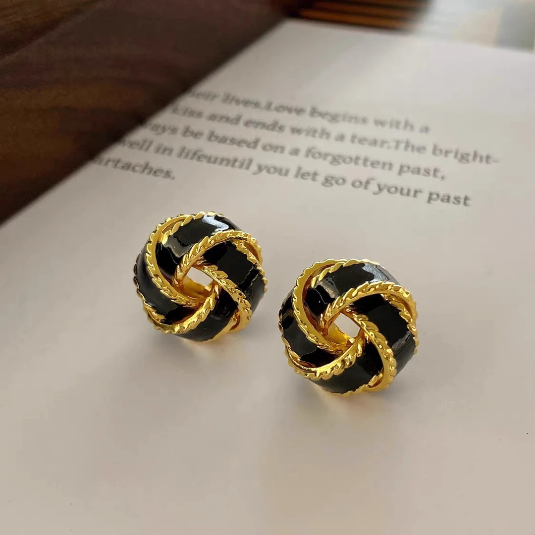 铜合金亚克力耳饰 【永结同心】气质通勤S925银耳钉