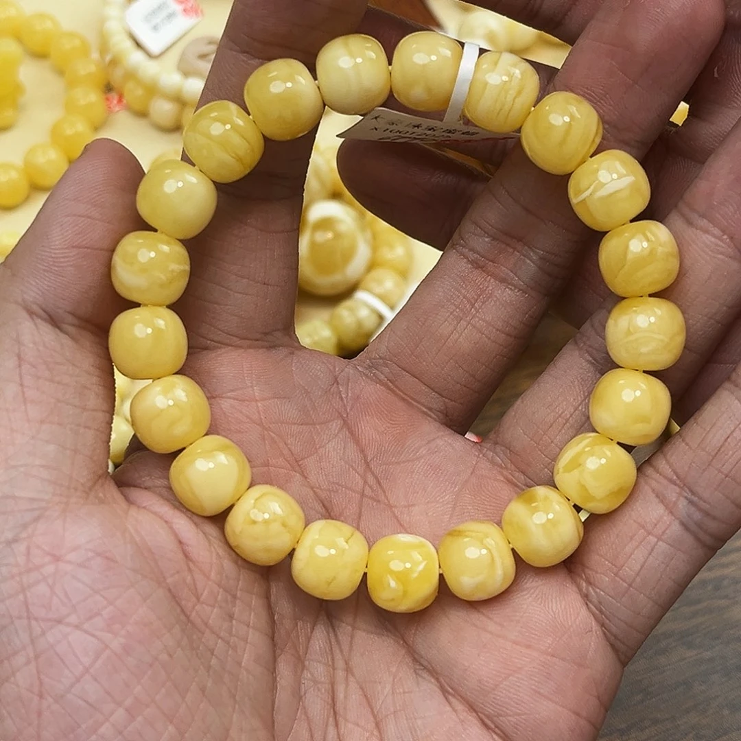 蜜蜡未镶嵌手串白花浓蜡11mm精工