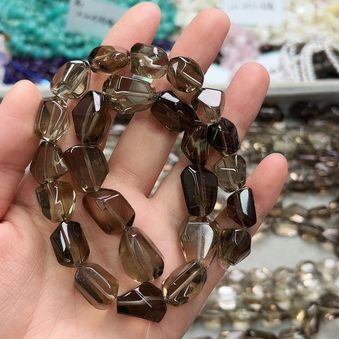 玛瑙/玉髓未镶嵌珠宝半成品女**猫茶晶原石切一条