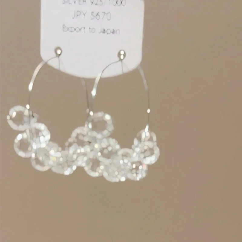 铜合金耳饰 清冷感冰透珠珠耳环女轻奢小众设计高级感显脸小耳饰